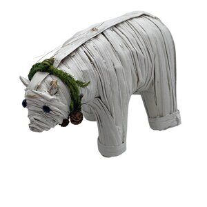 Crate and Barrel paper mache polar bear Christmas tree ornament White